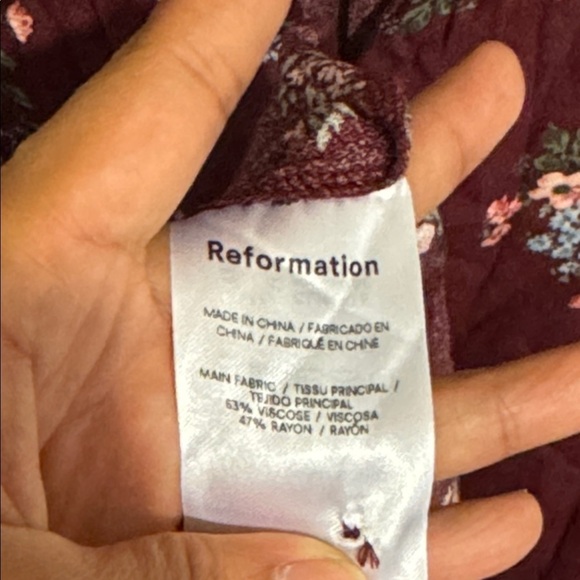 Reformation Gavin Dress Rosaline Burgundy Floral Midi Dress - Picture 8 of 8